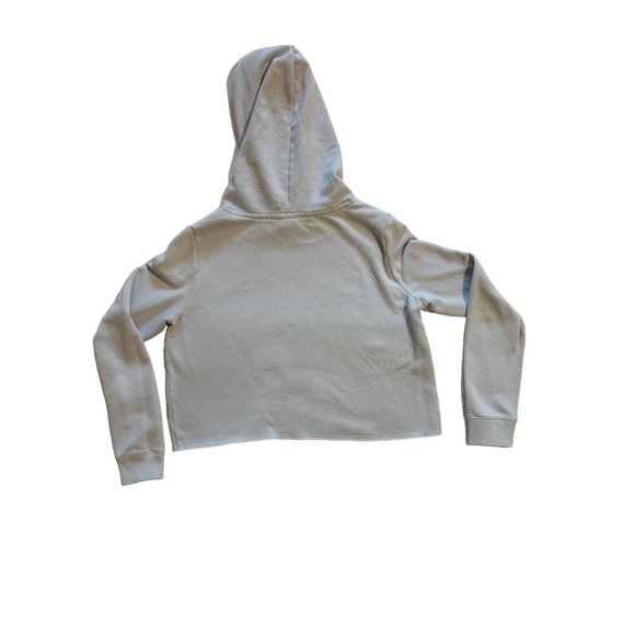 Victoria Secret Pink Crop Hoodie Pullover Long Sleeves Pockets Light Gray Size M - Picture 2 of 10